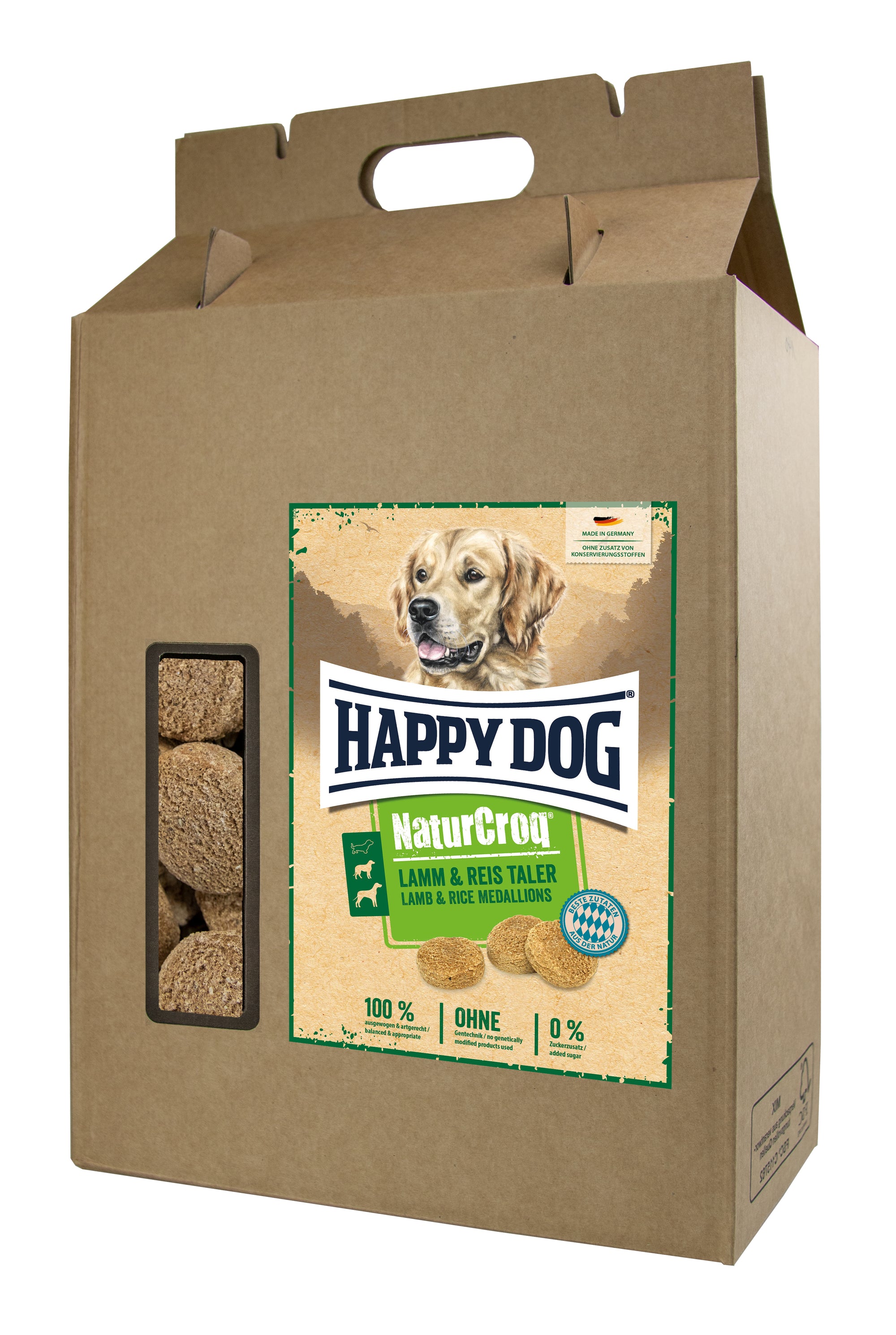 Artikel mit dem Namen Happy Dog NaturCroq Lamm-Reis-Taler im Shop von zoo.de , dem Onlineshop für nachhaltiges Hundefutter und Katzenfutter.