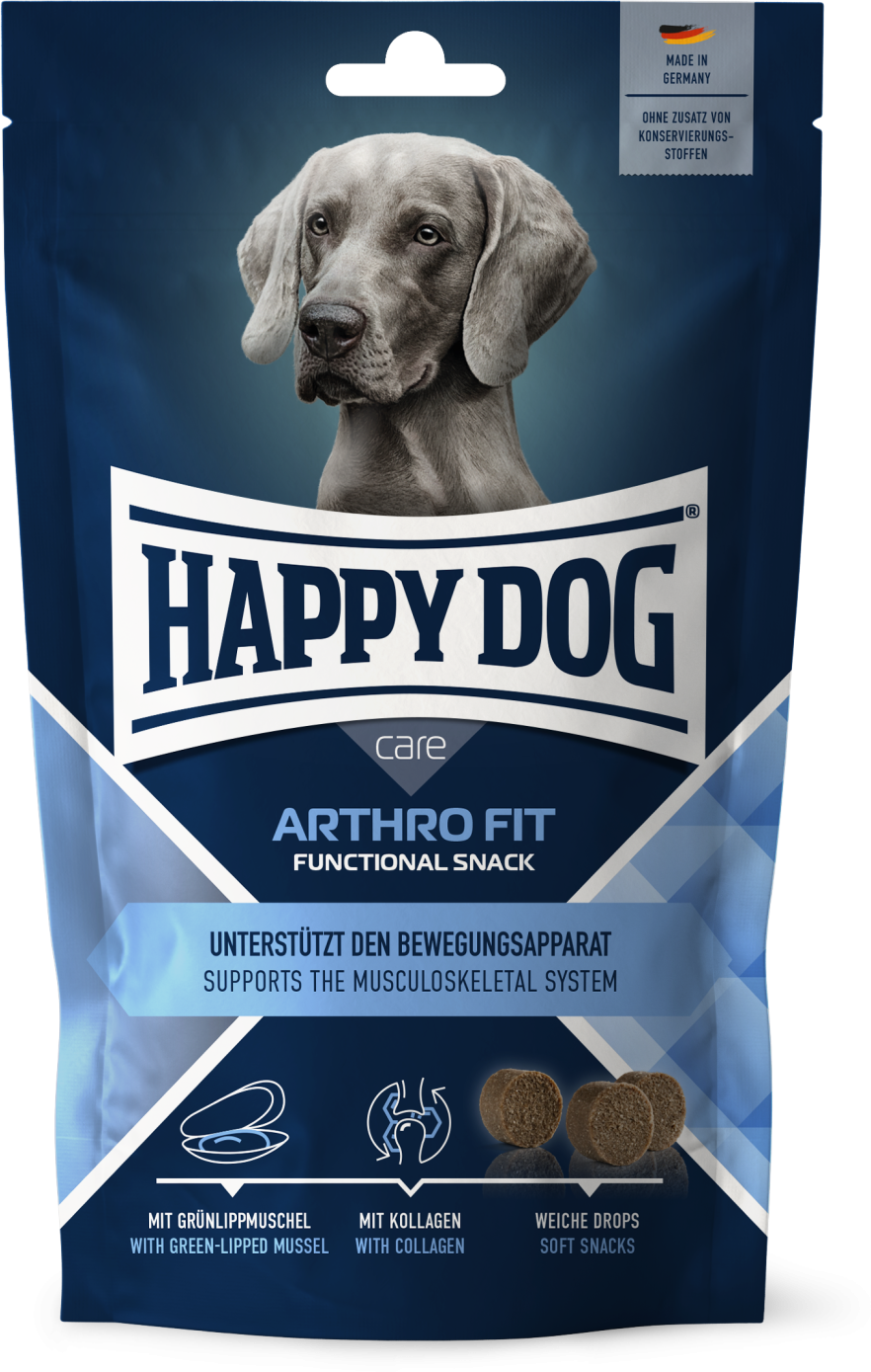 Artikel mit dem Namen HappyDog Snack Care Arthro Fit im Shop von zoo.de , dem Onlineshop für nachhaltiges Hundefutter und Katzenfutter.