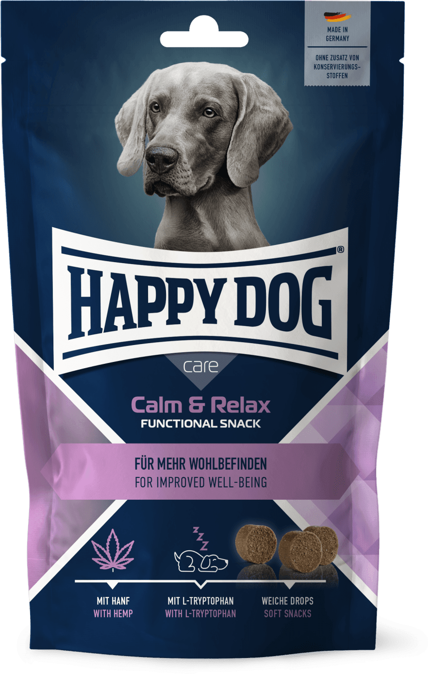 Artikel mit dem Namen HappyDog Snack Care Calm & Relax im Shop von zoo.de , dem Onlineshop für nachhaltiges Hundefutter und Katzenfutter.