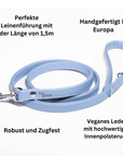 Artikel mit dem Namen Hochwertige vegane Leder Hundeleine (Sky) im Shop von zoo.de , dem Onlineshop für nachhaltiges Hundefutter und Katzenfutter.