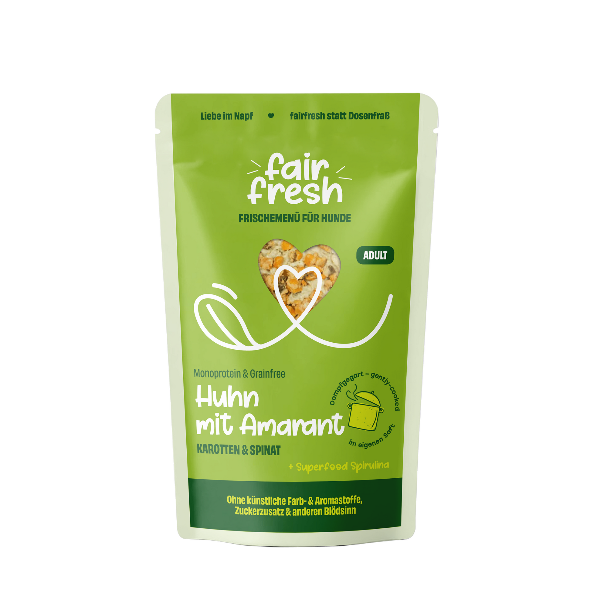 Huhn mit Amaranth, Karotten und Spinat zoo-de