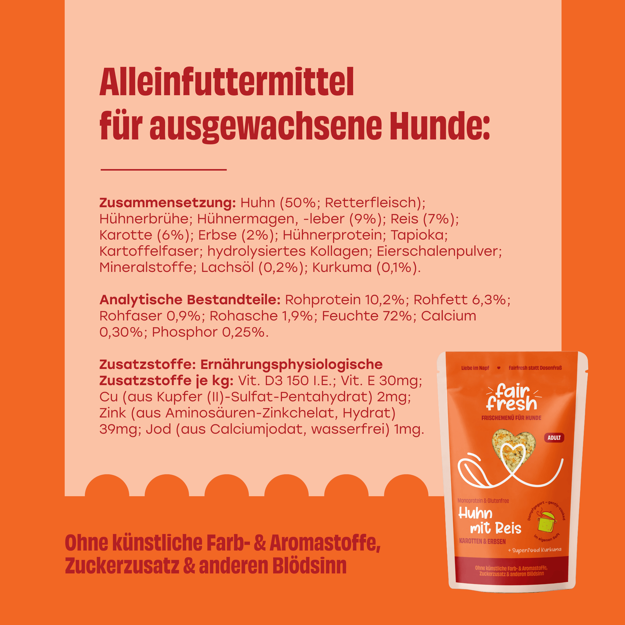 Huhn mit Reis, Karotten und Erbsen zoo-de