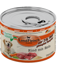 Artikel mit dem Namen Landfleisch Dog Classic Rind mit Reis und Gartengemüse extra mager im Shop von zoo.de , dem Onlineshop für nachhaltiges Hundefutter und Katzenfutter.