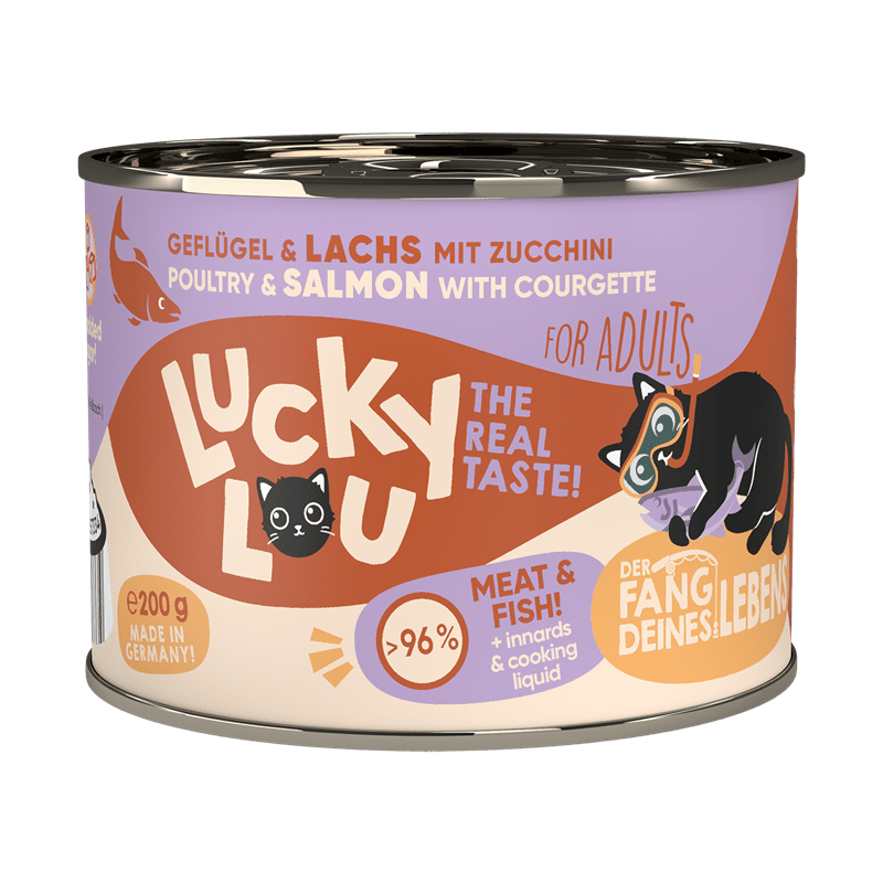 Artikel mit dem Namen Lucky Lou Lifestage Adult Geflügel & Lachs im Shop von zoo.de , dem Onlineshop für nachhaltiges Hundefutter und Katzenfutter.