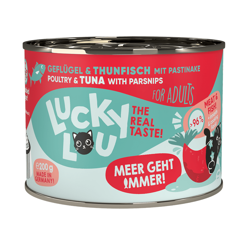 Artikel mit dem Namen Lucky Lou Lifestage Adult Geflügel & Thunfisch im Shop von zoo.de , dem Onlineshop für nachhaltiges Hundefutter und Katzenfutter.