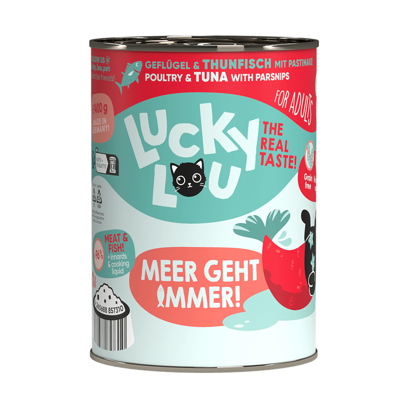 Artikel mit dem Namen Lucky Lou Lifestage Adult Geflügel & Thunfisch im Shop von zoo.de , dem Onlineshop für nachhaltiges Hundefutter und Katzenfutter.