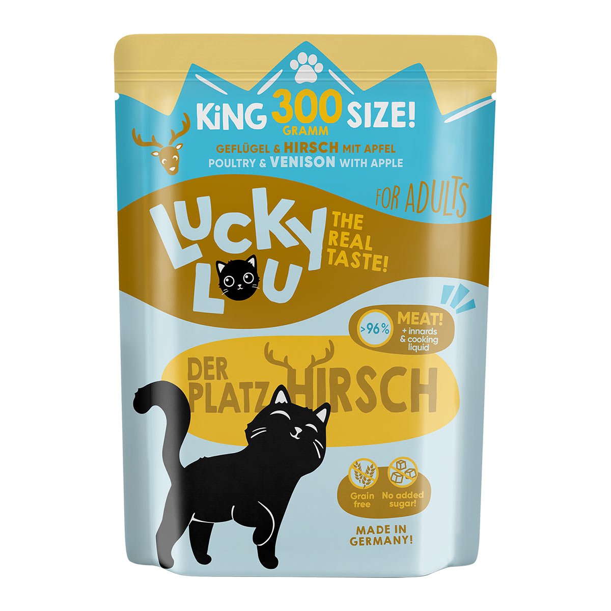 Artikel mit dem Namen Lucky Lou Lifestage Adult Geflügel + Hirsch im Shop von zoo.de , dem Onlineshop für nachhaltiges Hundefutter und Katzenfutter.