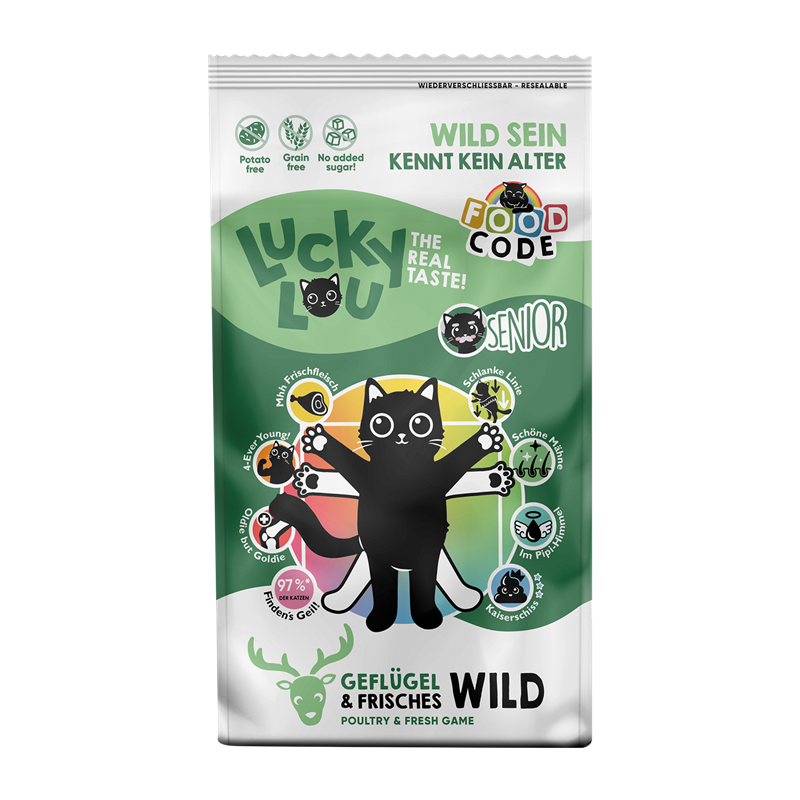 Artikel mit dem Namen Lucky Lou Senior Geflügel & Wild im Shop von zoo.de , dem Onlineshop für nachhaltiges Hundefutter und Katzenfutter.