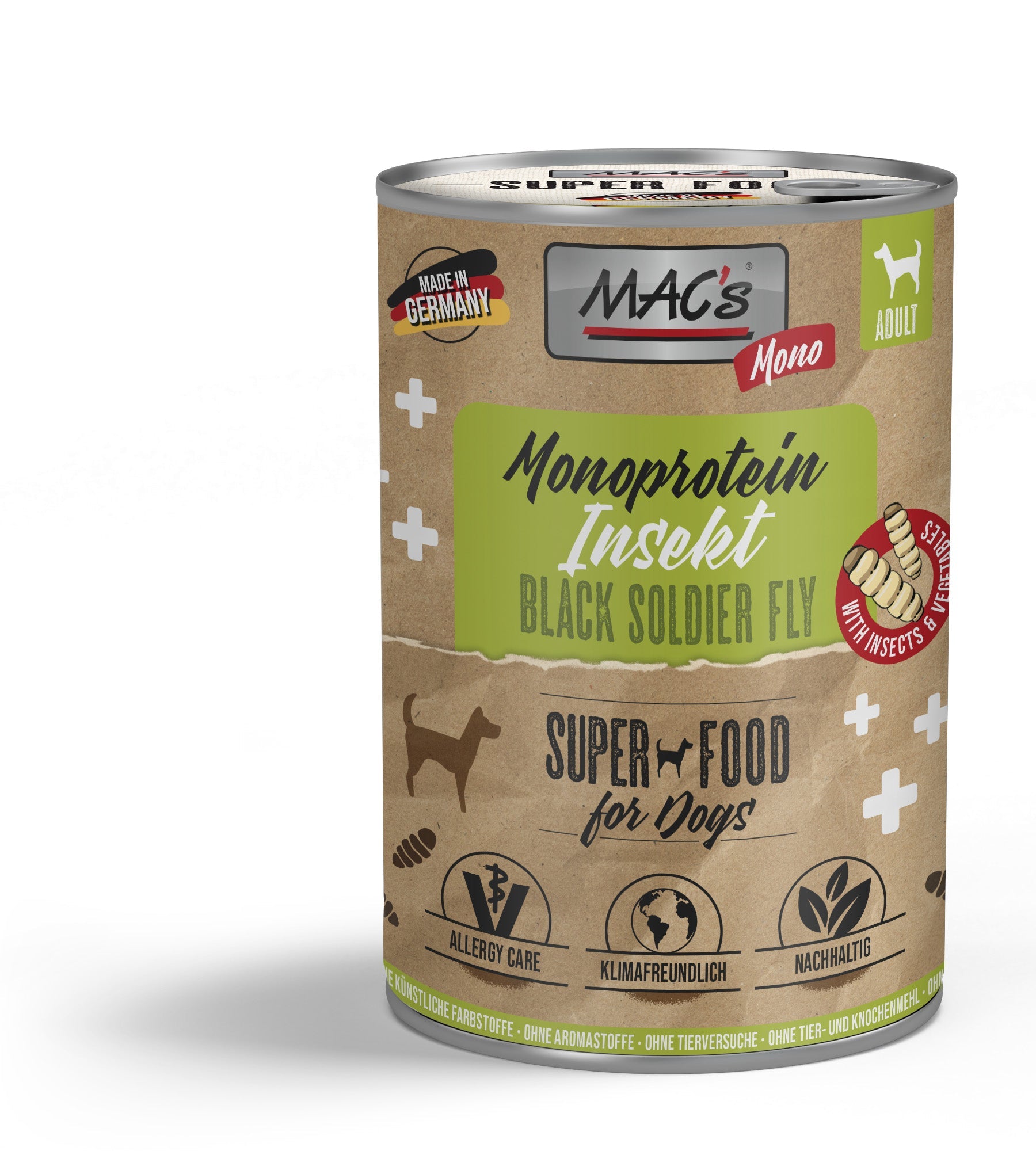 Artikel mit dem Namen MAC's DOG Monoprotein Insekten im Shop von zoo.de , dem Onlineshop für nachhaltiges Hundefutter und Katzenfutter.