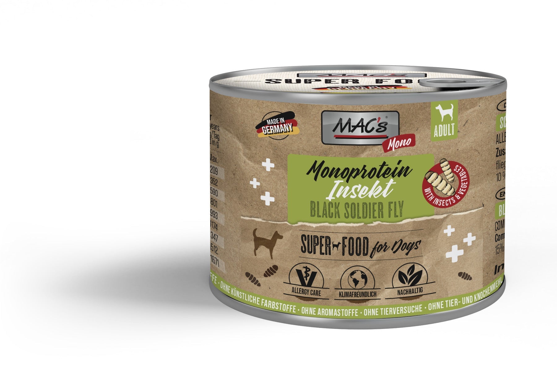 Artikel mit dem Namen MAC&#39;s DOG Monoprotein Insekten im Shop von zoo.de , dem Onlineshop für nachhaltiges Hundefutter und Katzenfutter.