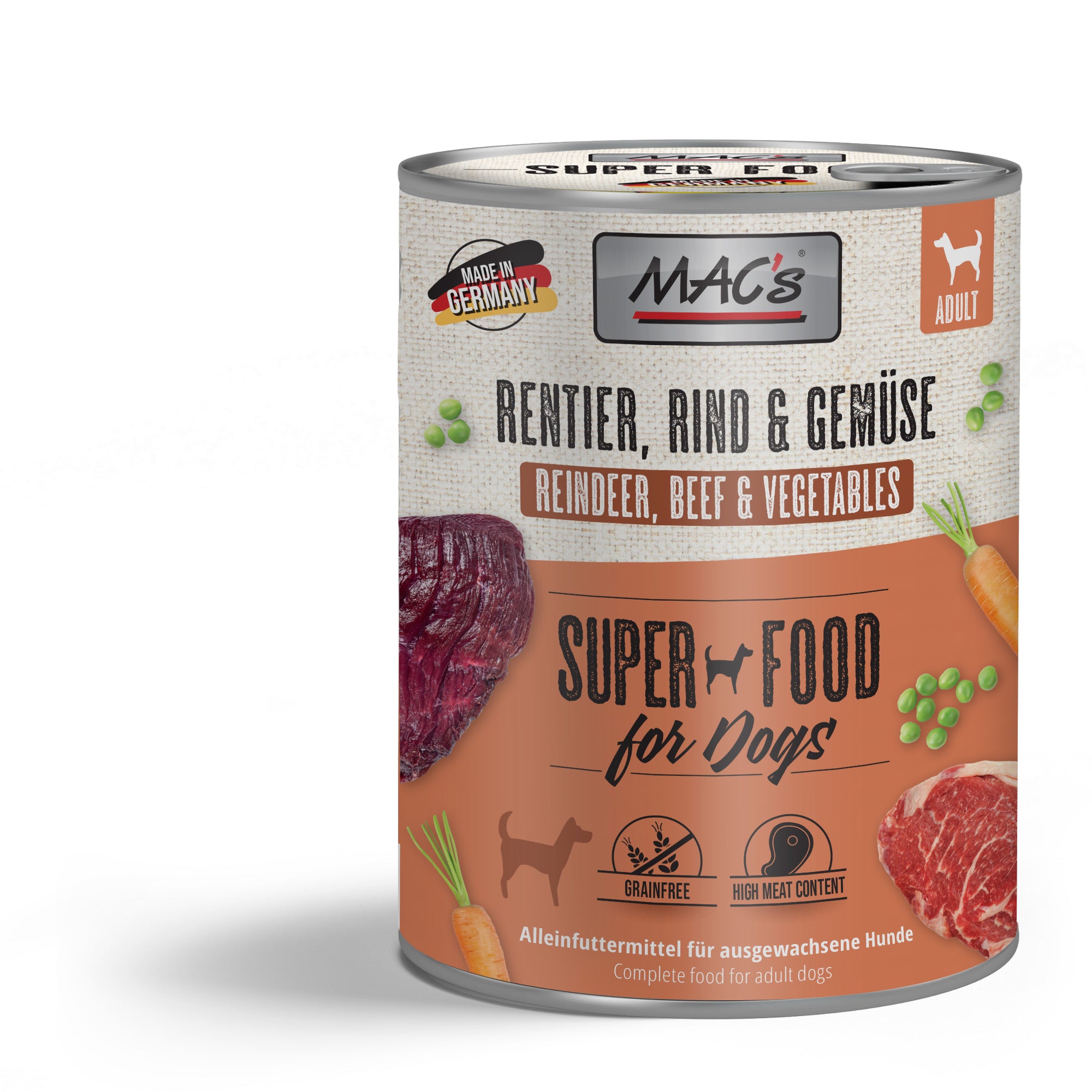 Artikel mit dem Namen MAC's Dog Rentier & Gemüse im Shop von zoo.de , dem Onlineshop für nachhaltiges Hundefutter und Katzenfutter.