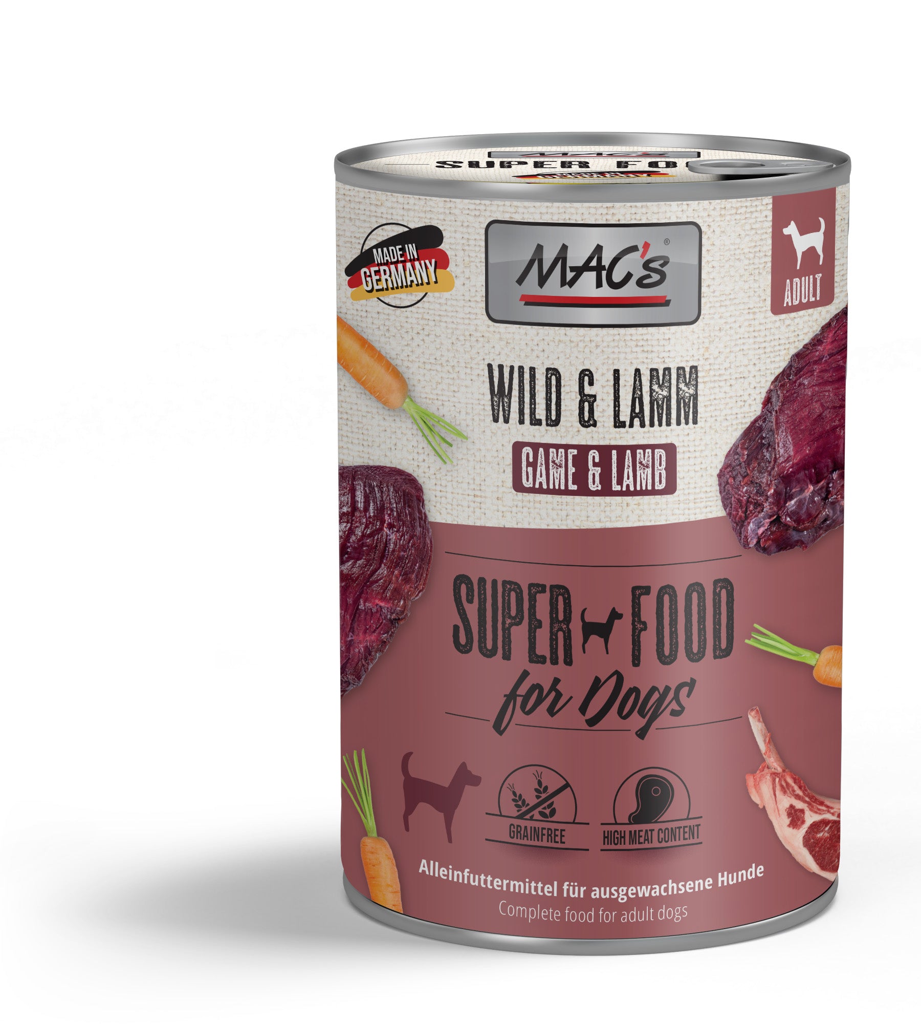 Artikel mit dem Namen MAC's Dog Wild & Lamm im Shop von zoo.de , dem Onlineshop für nachhaltiges Hundefutter und Katzenfutter.