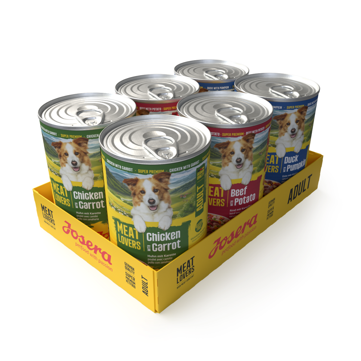 Josera Meat Lovers Menu Multipack Hundenassfutter, Karton mit 6 x 400 g in drei Sorten