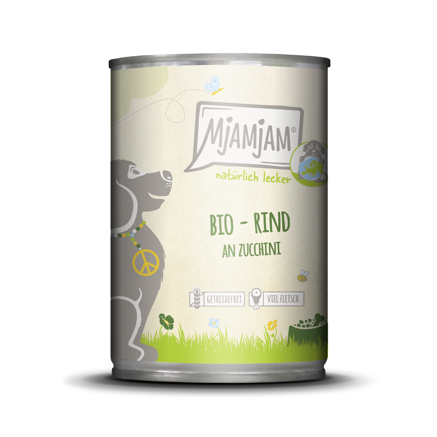 Artikel mit dem Namen MjAMjAM - Hund - natürlich lecker BIO Rind an Zucchini im Shop von zoo.de , dem Onlineshop für nachhaltiges Hundefutter und Katzenfutter.