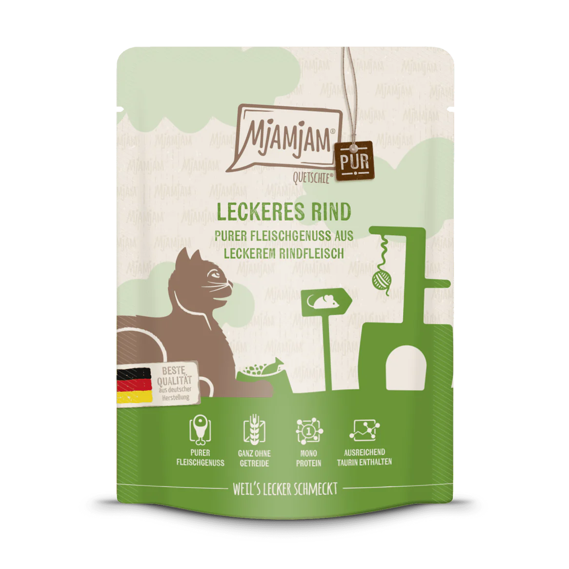 Artikel mit dem Namen MjAMjAM - Katze - purer Fleischgenuss - leckeres Rind im Shop von zoo.de , dem Onlineshop für nachhaltiges Hundefutter und Katzenfutter.