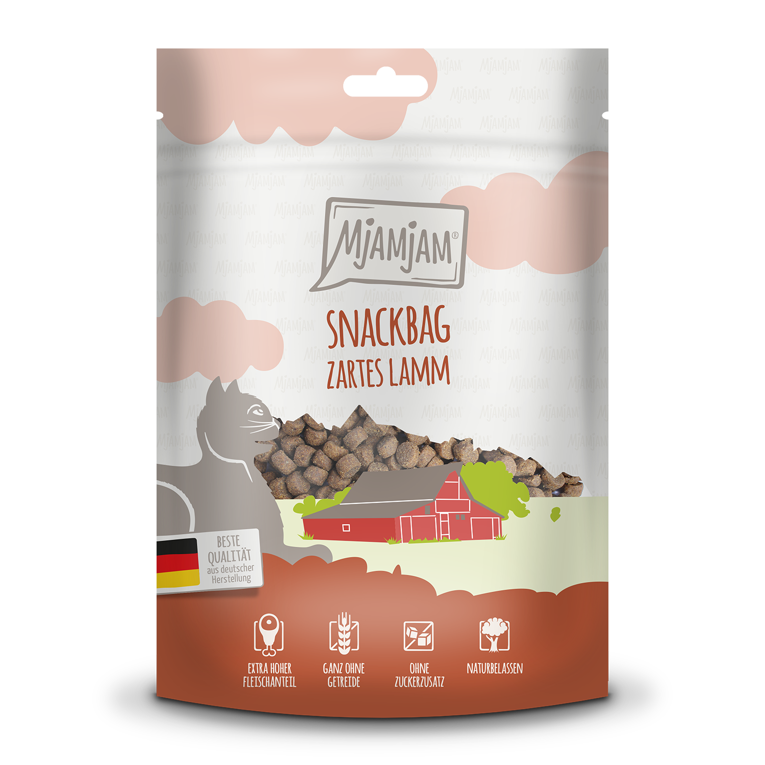 Artikel mit dem Namen MjAMjAM - Katze - Snackbag Lamm im Shop von zoo.de , dem Onlineshop für nachhaltiges Hundefutter und Katzenfutter.