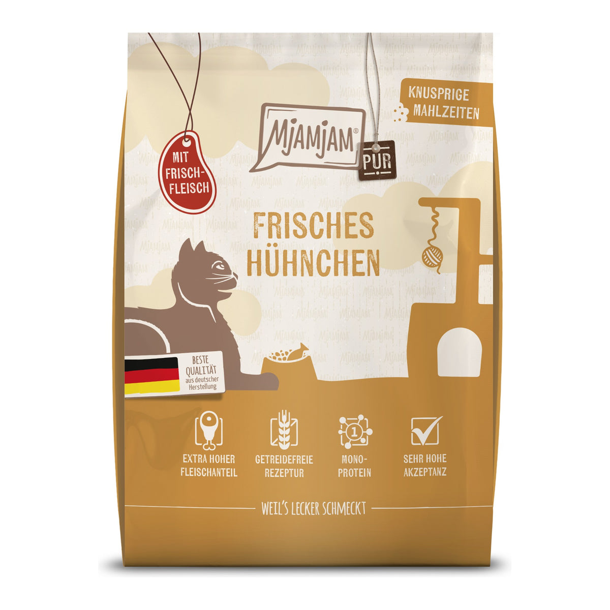 MjAMjAM Knusprige Mahlzeiten Pur Frisches Hühnchen, Trockenfutter für Katzen im 300-g-Beutel