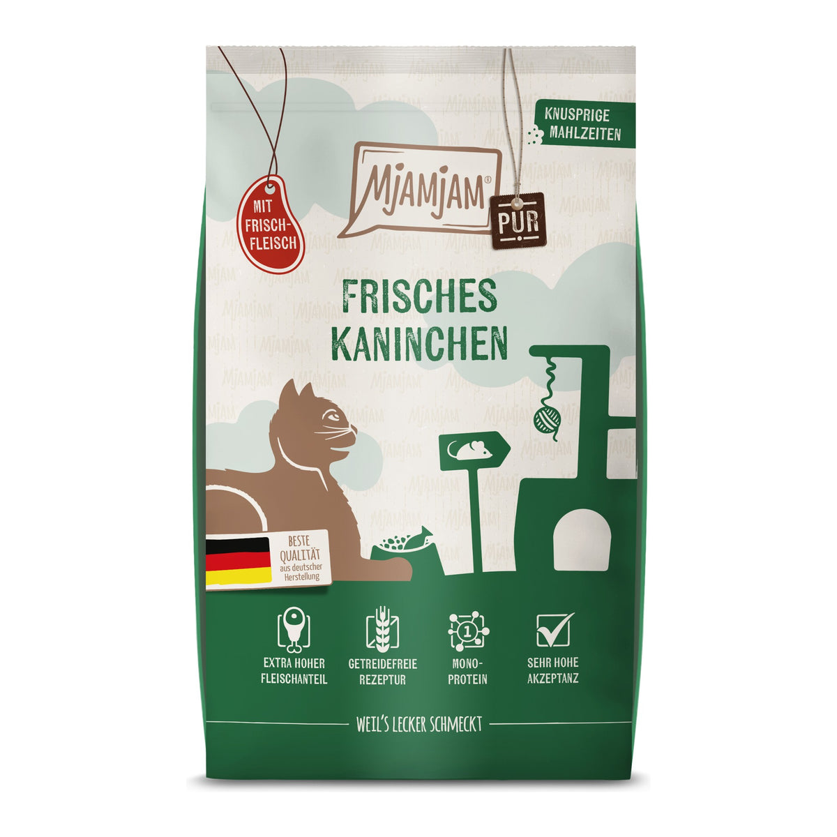 MjAMjAM Knusprige Mahlzeiten Pur Frisches Kaninchen, Trockenfutter für Katzen im 1,5-kg-Beutel