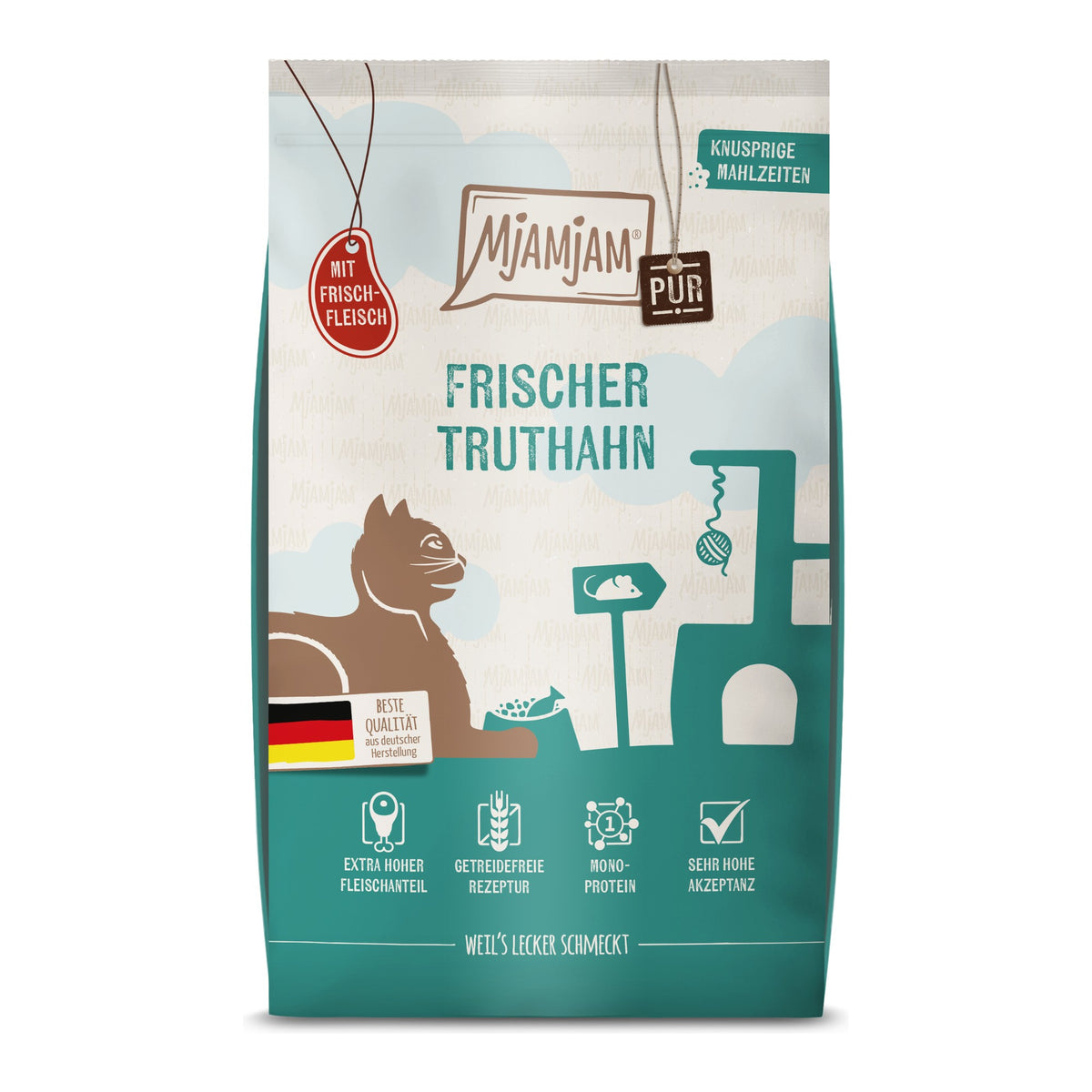 MjAMjAM Knusprige Mahlzeiten Pur Frischer Truthahn, Trockenfutter für Katzen im 1,5-kg-Beutel