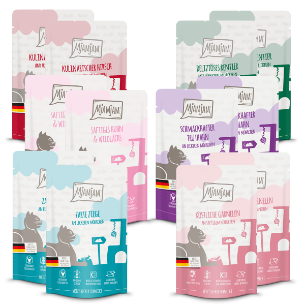MjAMjAM Probierpaket 5 für Katzen, 12 x 125 g