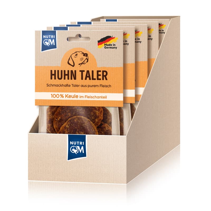 Artikel mit dem Namen NutriQM Hund Huhn Taler aus Keule im Shop von zoo.de , dem Onlineshop für nachhaltiges Hundefutter und Katzenfutter.