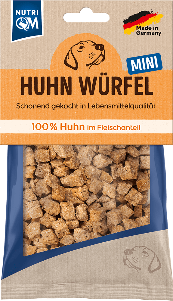 Artikel mit dem Namen NutriQM Hund Huhn Würfel mini im Shop von zoo.de , dem Onlineshop für nachhaltiges Hundefutter und Katzenfutter.