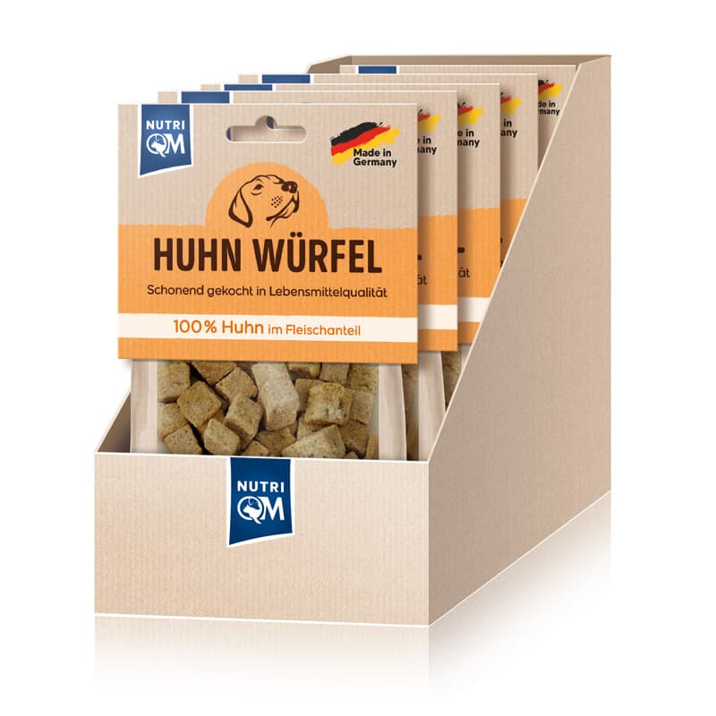 Artikel mit dem Namen NutriQM Hund Huhn Würfel im Shop von zoo.de , dem Onlineshop für nachhaltiges Hundefutter und Katzenfutter.