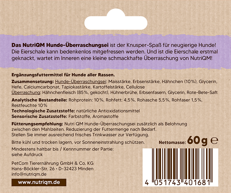 Artikel mit dem Namen NutriQM Hund Hunde-Überraschungsei im Shop von zoo.de , dem Onlineshop für nachhaltiges Hundefutter und Katzenfutter.