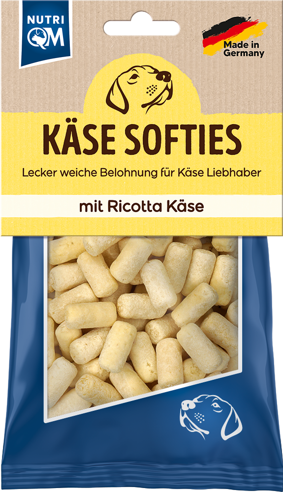 Artikel mit dem Namen NutriQM Hund Käse Softis Ricotta im Shop von zoo.de , dem Onlineshop für nachhaltiges Hundefutter und Katzenfutter.