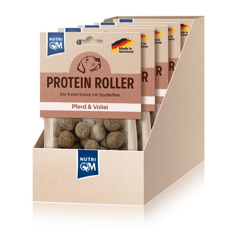 Artikel mit dem Namen NutriQM Hund Protein Roller Pferd & Vollei im Shop von zoo.de , dem Onlineshop für nachhaltiges Hundefutter und Katzenfutter.