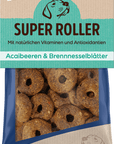 Artikel mit dem Namen NutriQM Hund Super Roller Acaibeeren & Brennnesselblätter im Shop von zoo.de , dem Onlineshop für nachhaltiges Hundefutter und Katzenfutter.