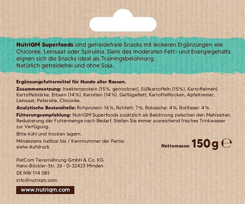 Artikel mit dem Namen NutriQM Hund Superfoods Leinsaat & Petersilie im Shop von zoo.de , dem Onlineshop für nachhaltiges Hundefutter und Katzenfutter.