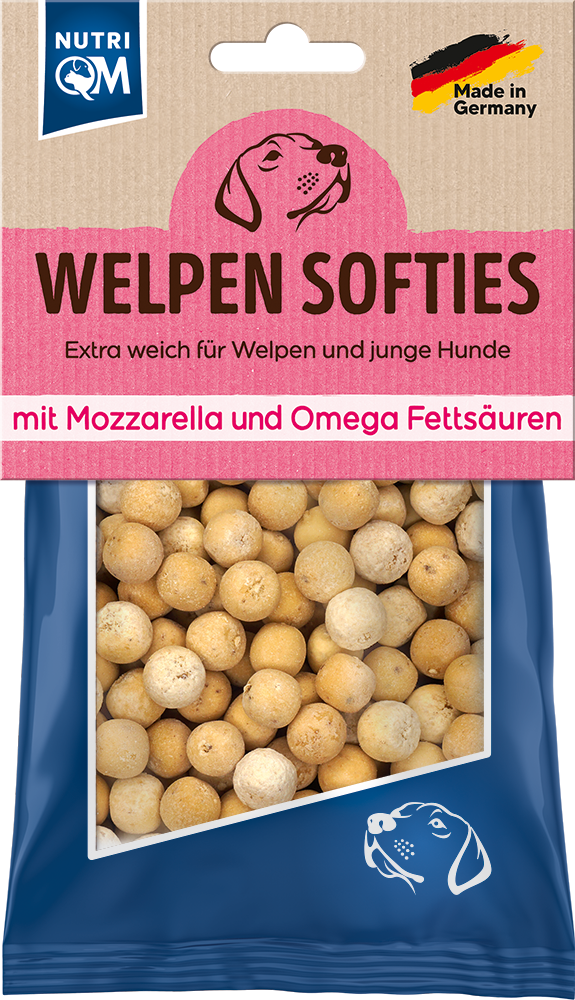 Artikel mit dem Namen NutriQM Hund Welpen Softis Mozarella im Shop von zoo.de , dem Onlineshop für nachhaltiges Hundefutter und Katzenfutter.