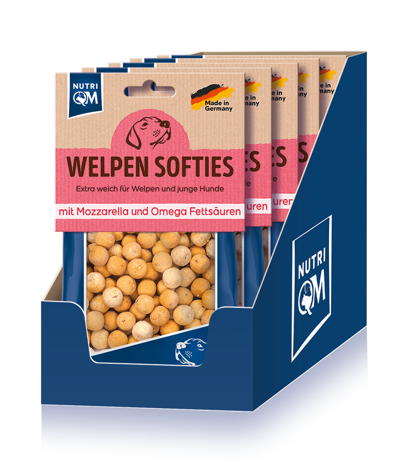 Artikel mit dem Namen NutriQM Hund Welpen Softis Mozarella im Shop von zoo.de , dem Onlineshop für nachhaltiges Hundefutter und Katzenfutter.