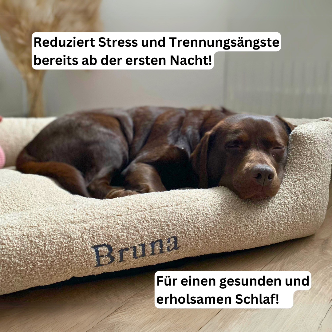 Artikel mit dem Namen Personalisierbares Hundebett orthopädisch (Grau) im Shop von zoo.de , dem Onlineshop für nachhaltiges Hundefutter und Katzenfutter.