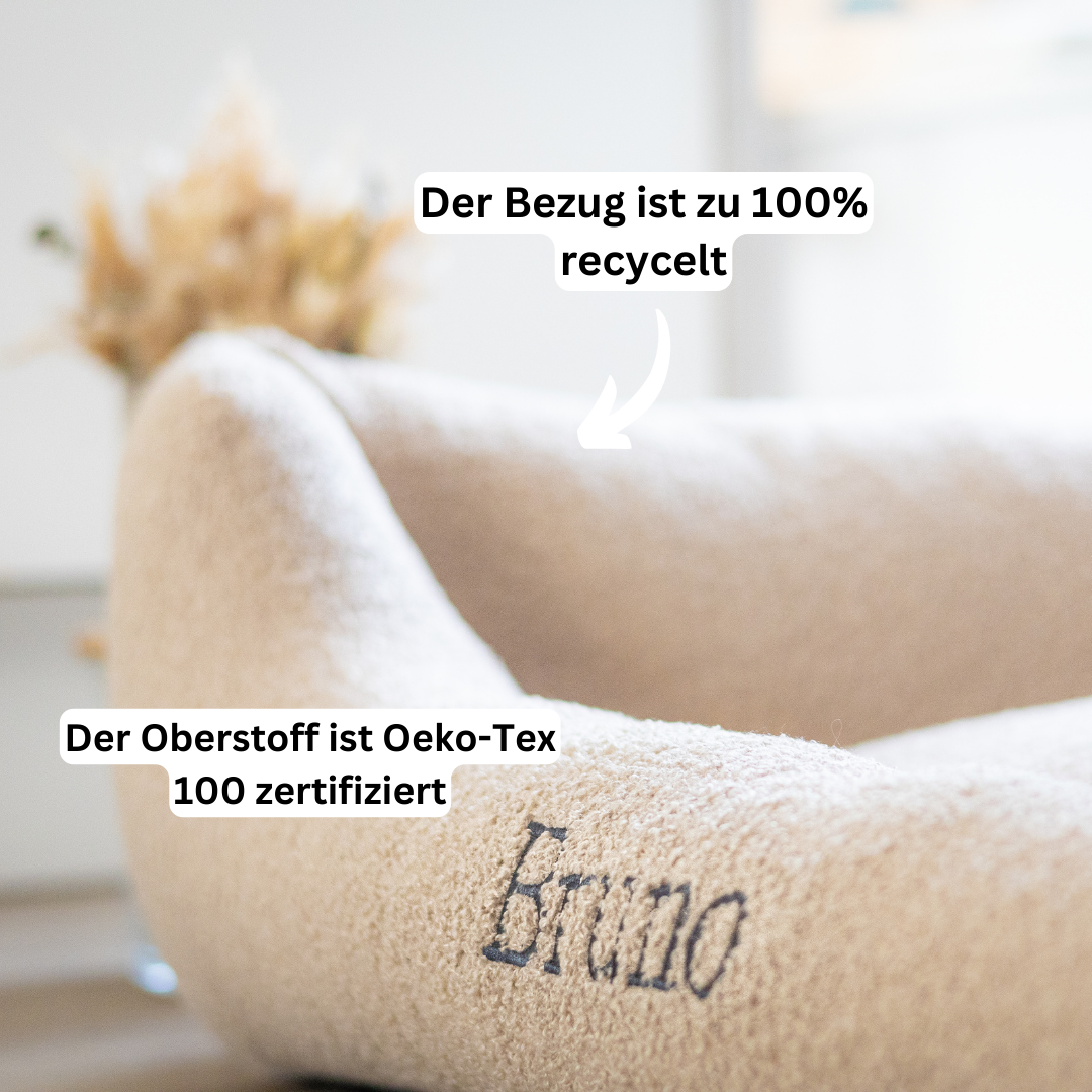 Artikel mit dem Namen Personalisierbares Hundebett orthopädisch (Grau) im Shop von zoo.de , dem Onlineshop für nachhaltiges Hundefutter und Katzenfutter.