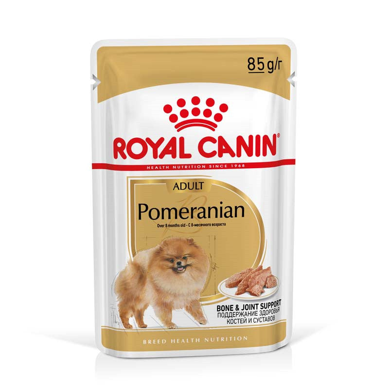 Royal Canin Hund Breed Pomeranian Feuchtnahrung für Zwergspitze als Mousse (>8 Monate), 12 x 85 g