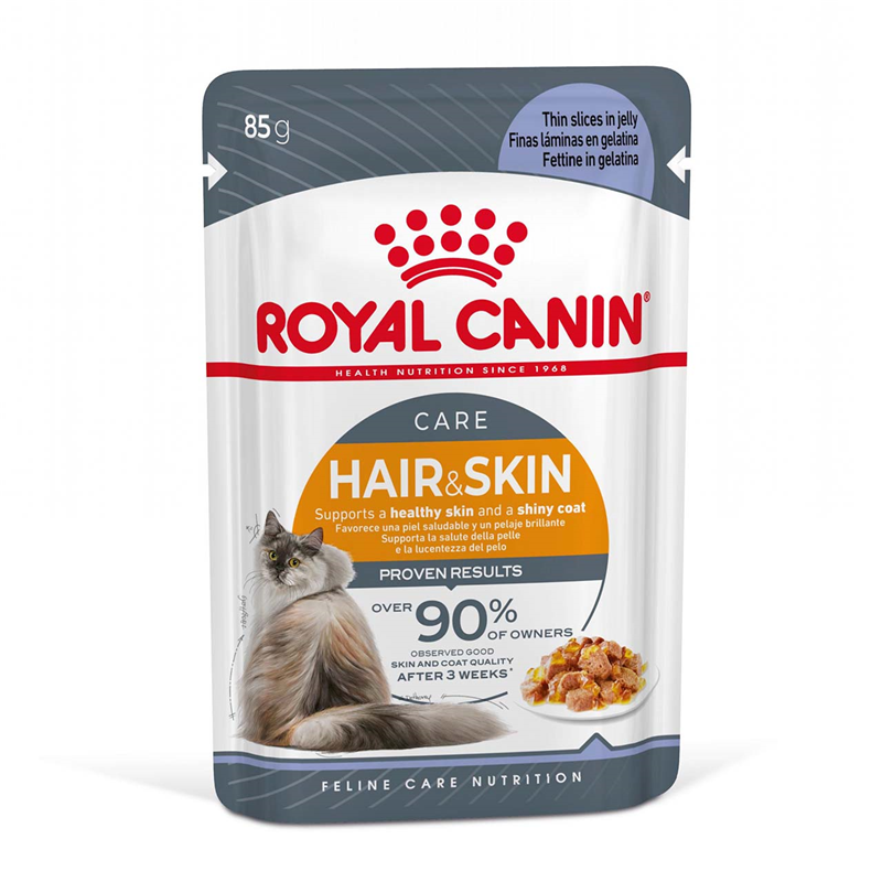 Royal Canin Katze Feline Care Nutrition Hair &amp; Skin in Gelee Frischebeutel, 12 x 85 g