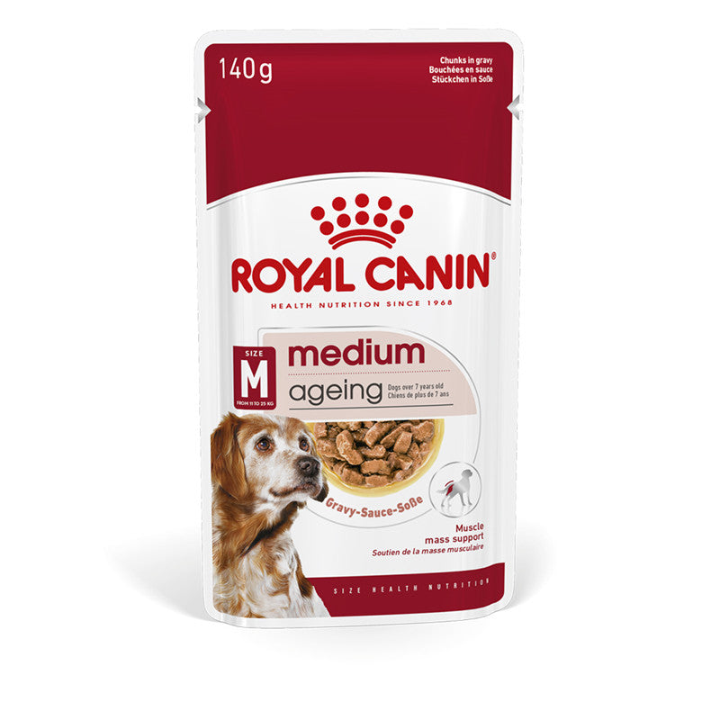 Royal Canin Hund Size Health Nutrition Medium Ageing 10+ Frischebeutel, 10 x 140 g
