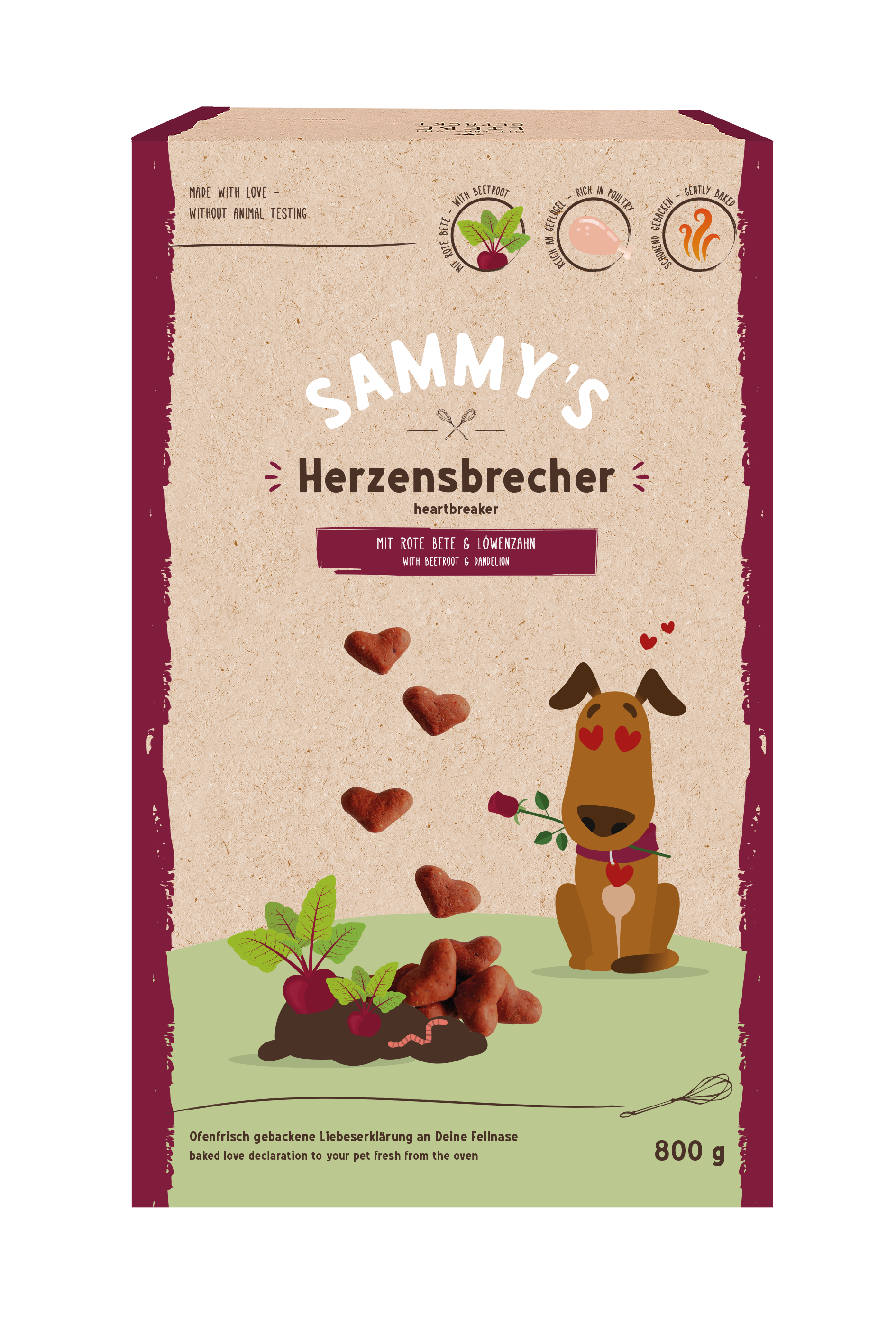 Artikel mit dem Namen Sammy's Herzensbrecher im Shop von zoo.de , dem Onlineshop für nachhaltiges Hundefutter und Katzenfutter.