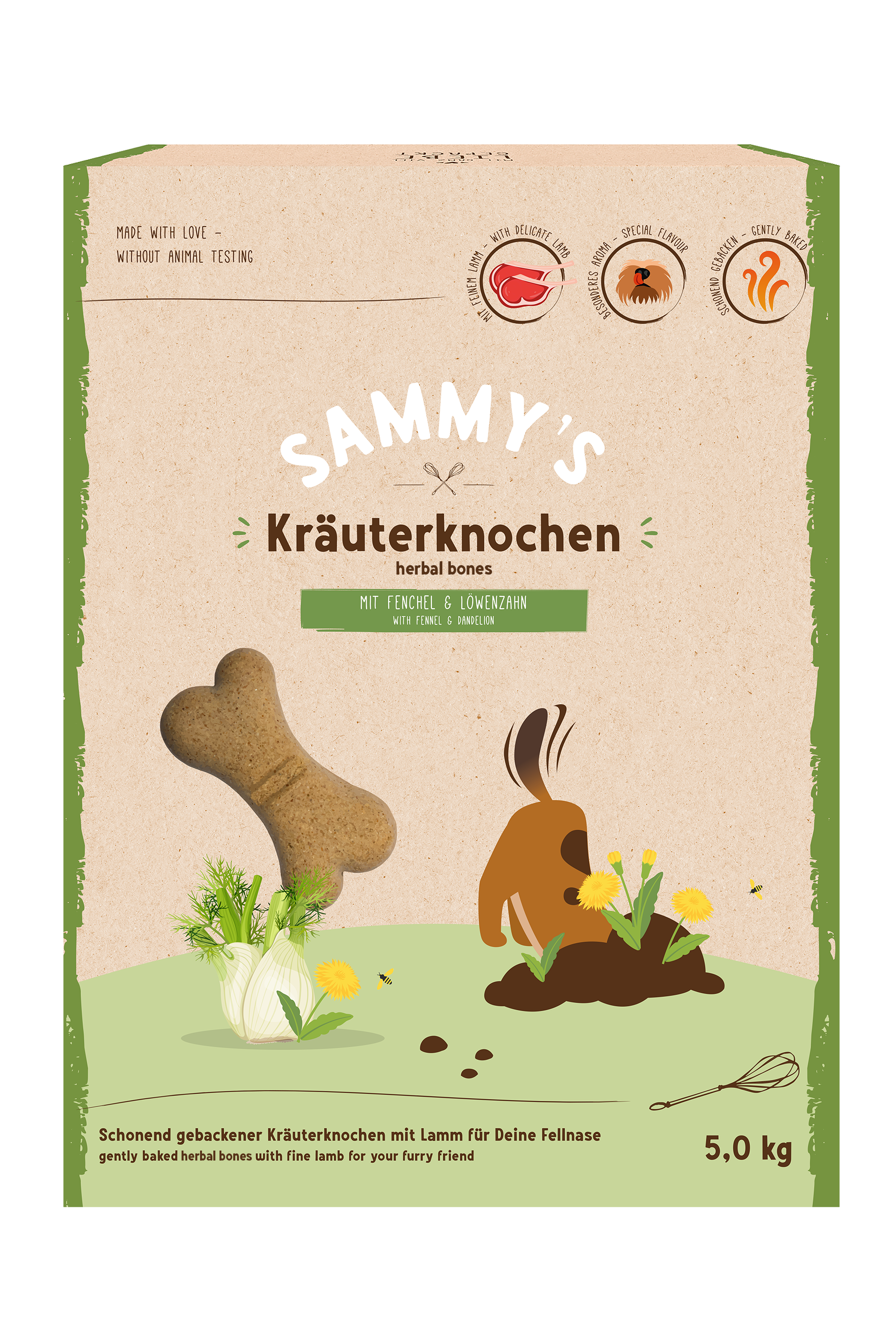 Artikel mit dem Namen Sammy's Kräuterknochen im Shop von zoo.de , dem Onlineshop für nachhaltiges Hundefutter und Katzenfutter.