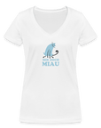 "Mir doch Miau" | Frauen Bio-T-Shirt mit V-Ausschnitt - weiß