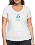 "Mir doch Miau" | Frauen Bio-T-Shirt mit V-Ausschnitt - weiß