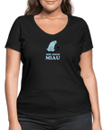 "Mir doch Miau" | Frauen Bio-T-Shirt mit V-Ausschnitt - Schwarz