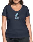"Mir doch Miau" | Frauen Bio-T-Shirt mit V-Ausschnitt - Navy