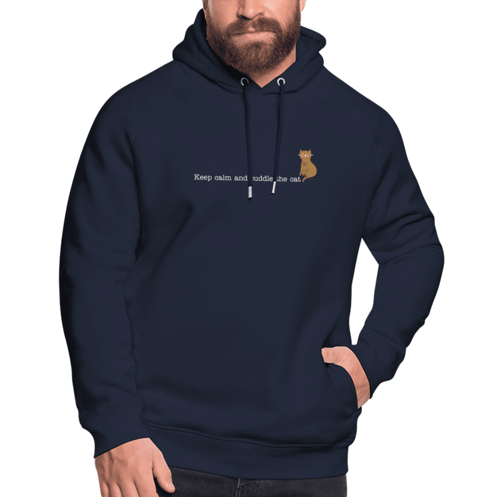&quot;Keep calm and cuddle the cat&quot; | Unisex Bio Hoodie - Navy