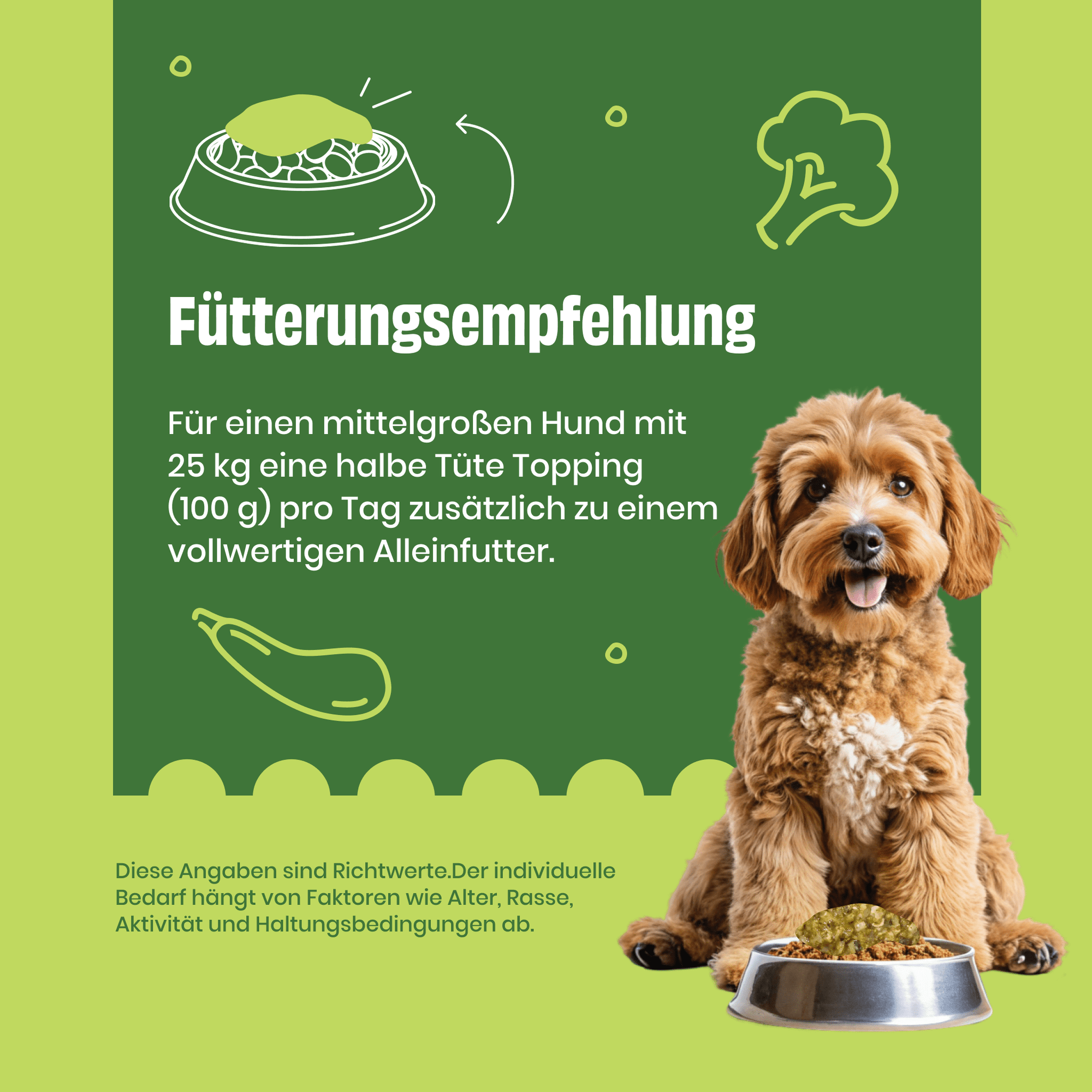 Topping mit Zucchini, Brokkoli und Präbiotika zoo-de