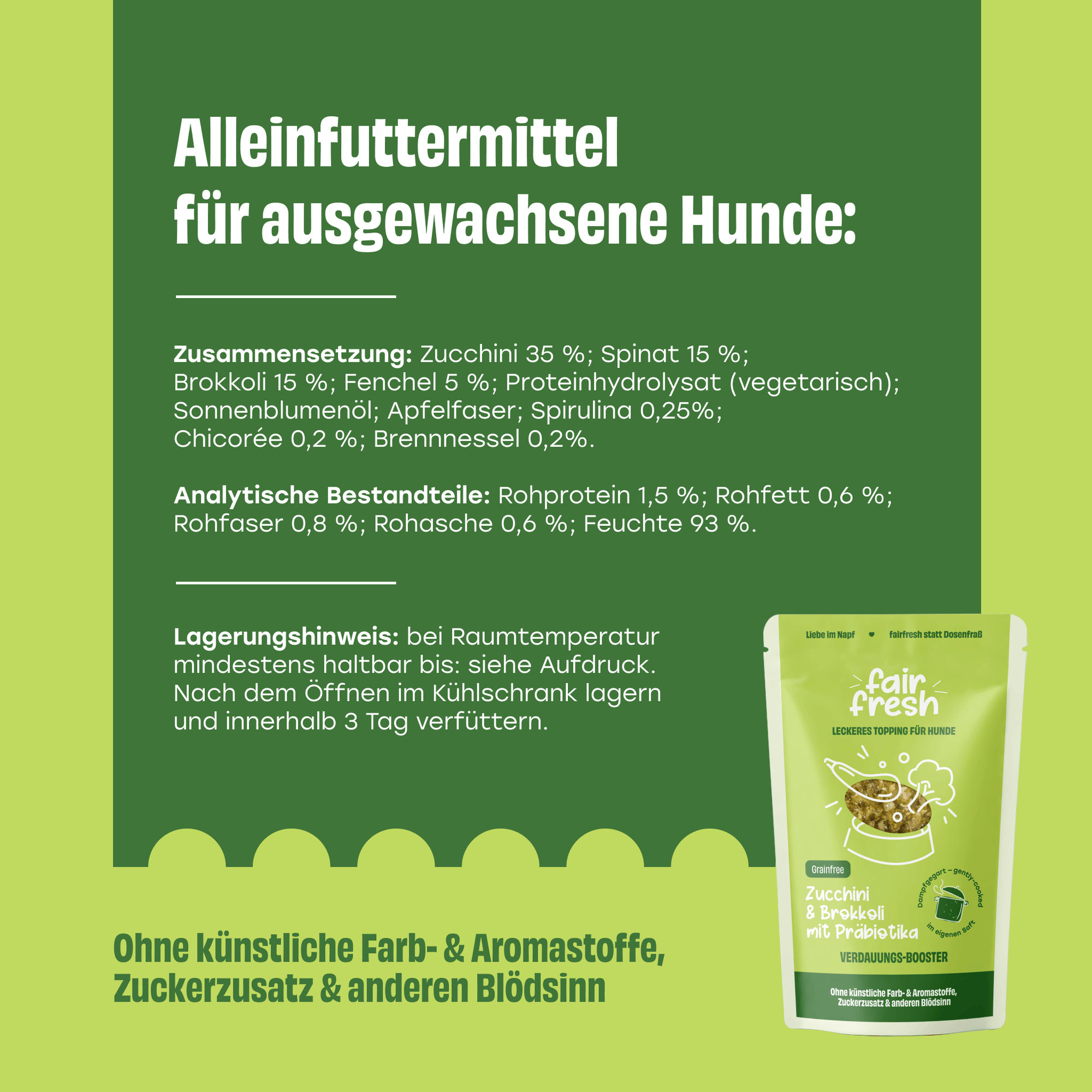 Topping mit Zucchini, Brokkoli und Präbiotika zoo-de