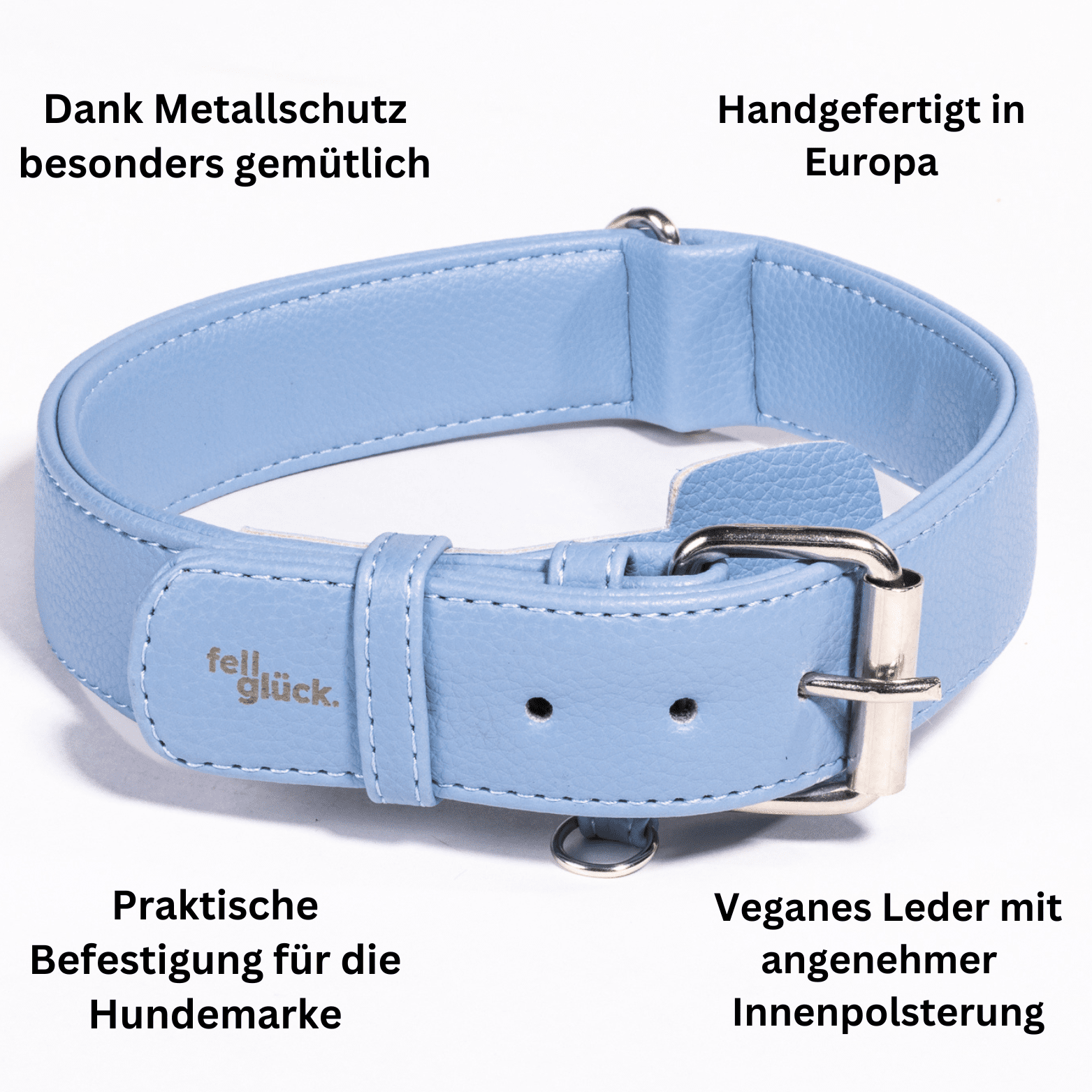 Artikel mit dem Namen Veganes Leder Hundehalsband personalisierbar (Sky) im Shop von zoo.de , dem Onlineshop für nachhaltiges Hundefutter und Katzenfutter.