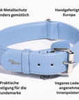 Artikel mit dem Namen Veganes Leder Hundehalsband personalisierbar (Sky) im Shop von zoo.de , dem Onlineshop für nachhaltiges Hundefutter und Katzenfutter.